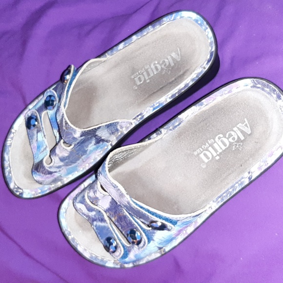 Womens Alegria Butterfly Floral Sandals Size 38 Purple and Blue, Gently worn. - Picture 1 of 6